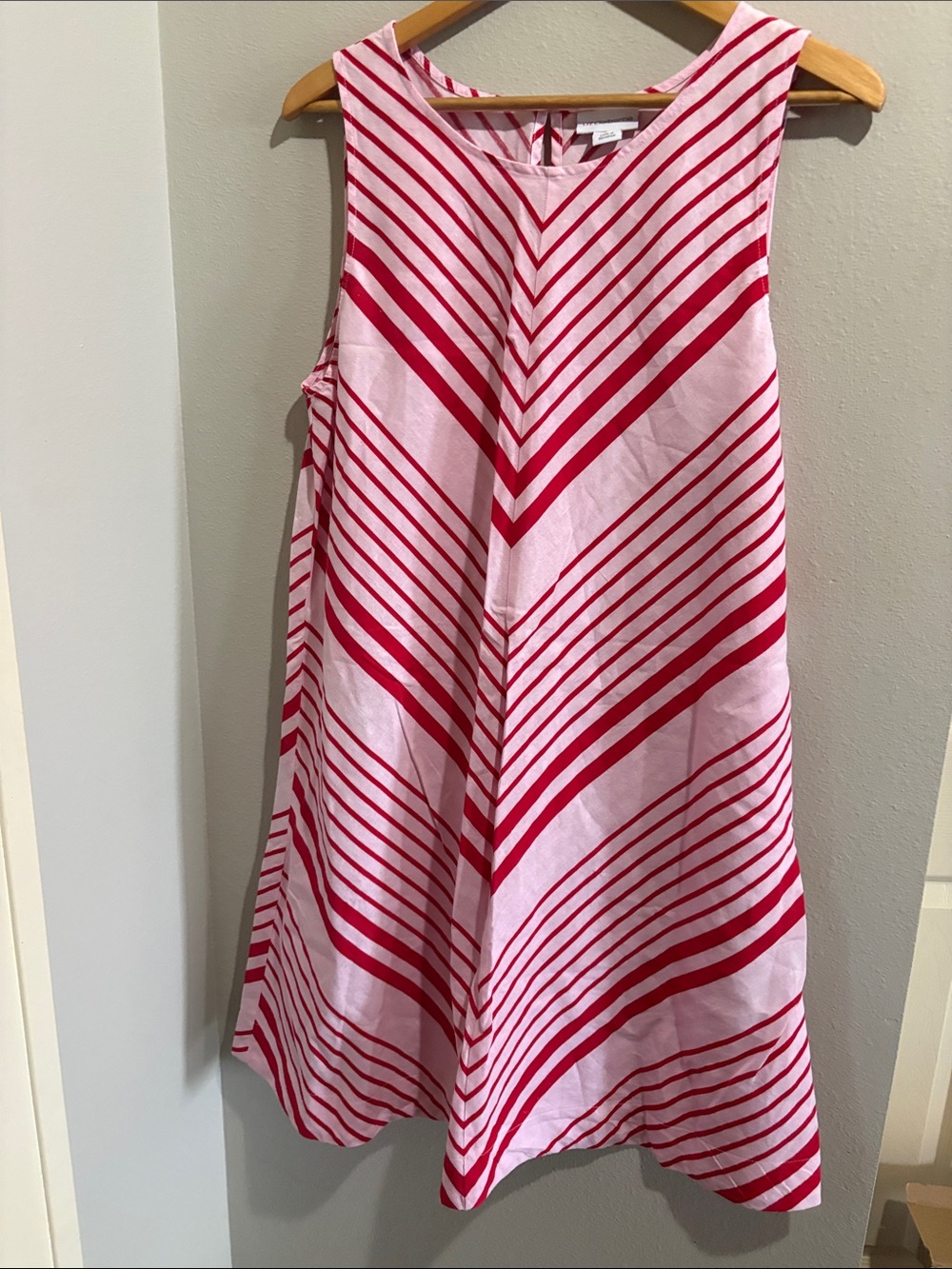 Liz Claiborne Sleeveless Linen/Cotton Pink & Red Shift Dress (large)